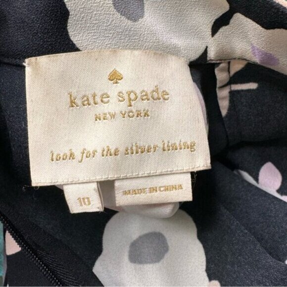 KATE SPADE NEW YORK Black Whimsies Posy Floral Swing Dress Size 10 - Picture 9 of 11